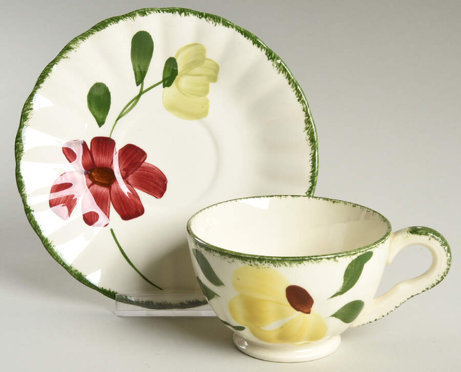 Lovely Linda Variant Footed Cup & Saucer Set by Blue Ridge Southern Pottery-1