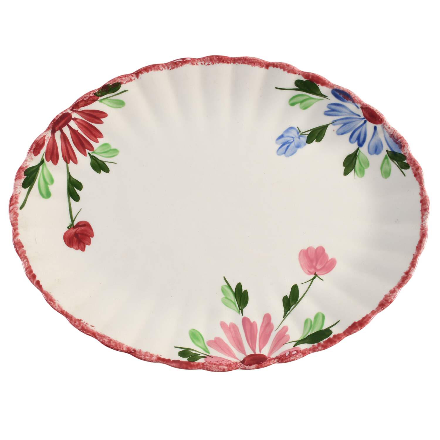 Mardi Gras (Colonial, Red Trim) 13" Oval Serving Platter by Blue Ridge Southern Pottery-1
