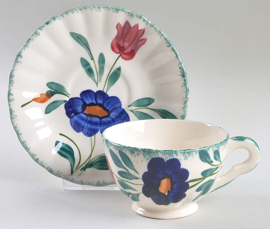 Medley Footed Cup & Saucer Set by Blue Ridge Southern Pottery-1