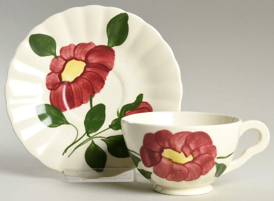 Mirror Image Footed Cup & Saucer Set by Blue Ridge Southern Pottery-1