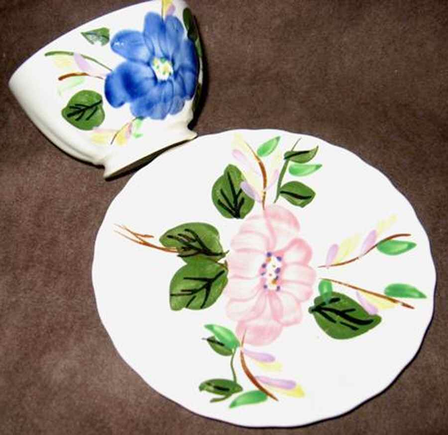 Mountain Aster Footed Cup & Saucer Set by Blue Ridge Southern Pottery-1