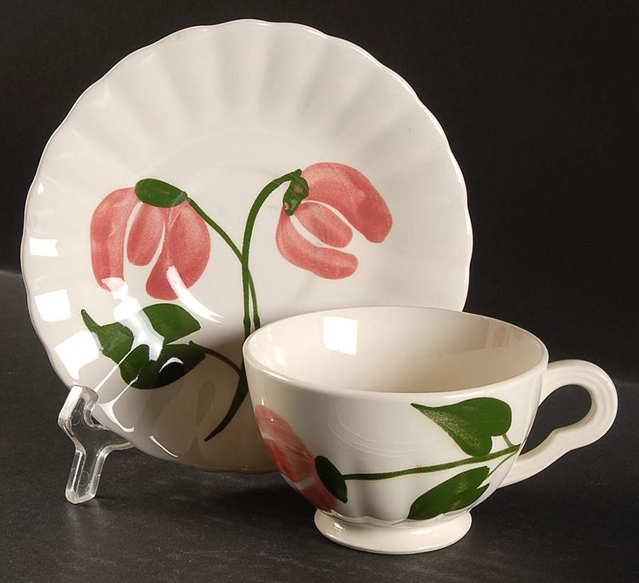 Mountain Bells Footed Cup & Saucer Set by Blue Ridge Southern Pottery-1