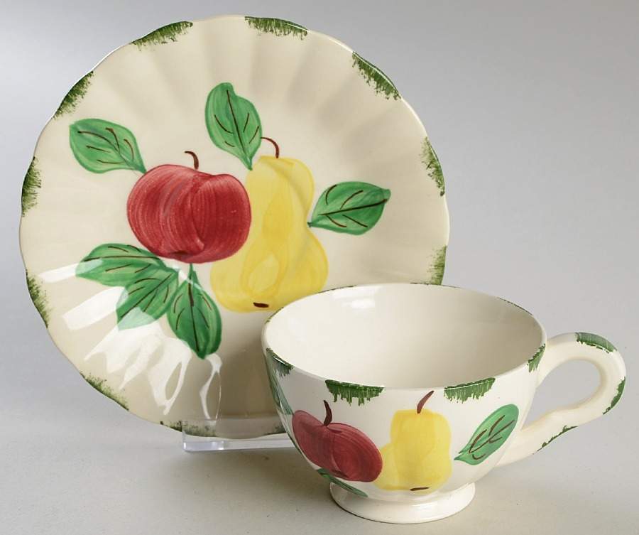 Orchard Glory Footed Cup & Saucer Set by Blue Ridge Southern Pottery-1