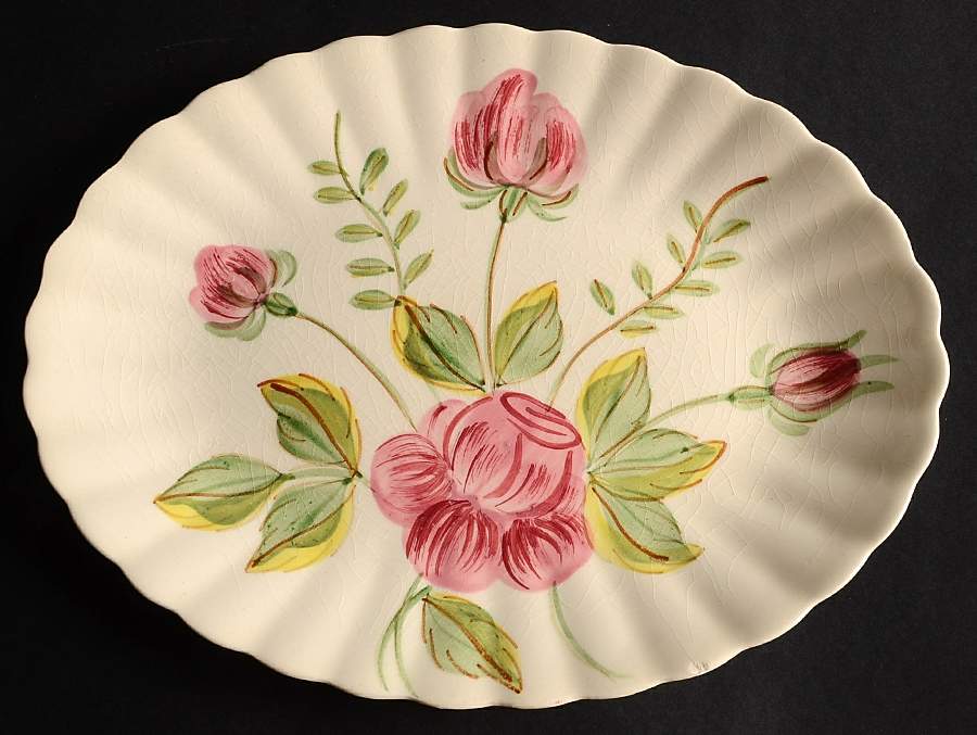Paper Rose 11" Oval Serving Platter by Blue Ridge Southern Pottery-1
