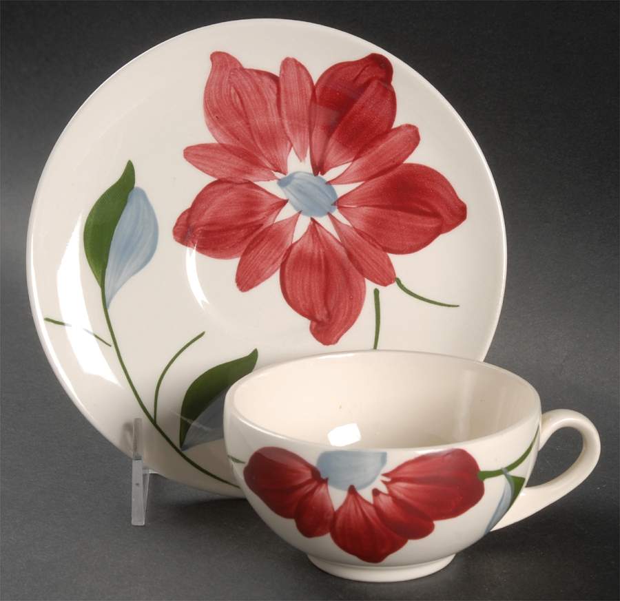Petal Point Flat Cup & Saucer Set by Blue Ridge Southern Pottery-1