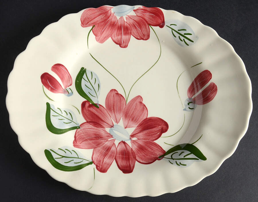Poinsettia (Colonial) 11" Oval Serving Platter by Blue Ridge Southern Pottery-1