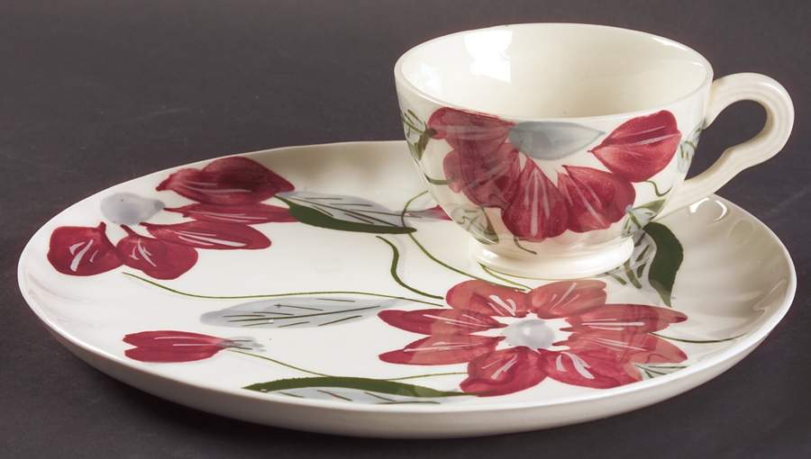 Poinsettia (Colonial) Snack Plate & Cup Set by Blue Ridge Southern Pottery-1
