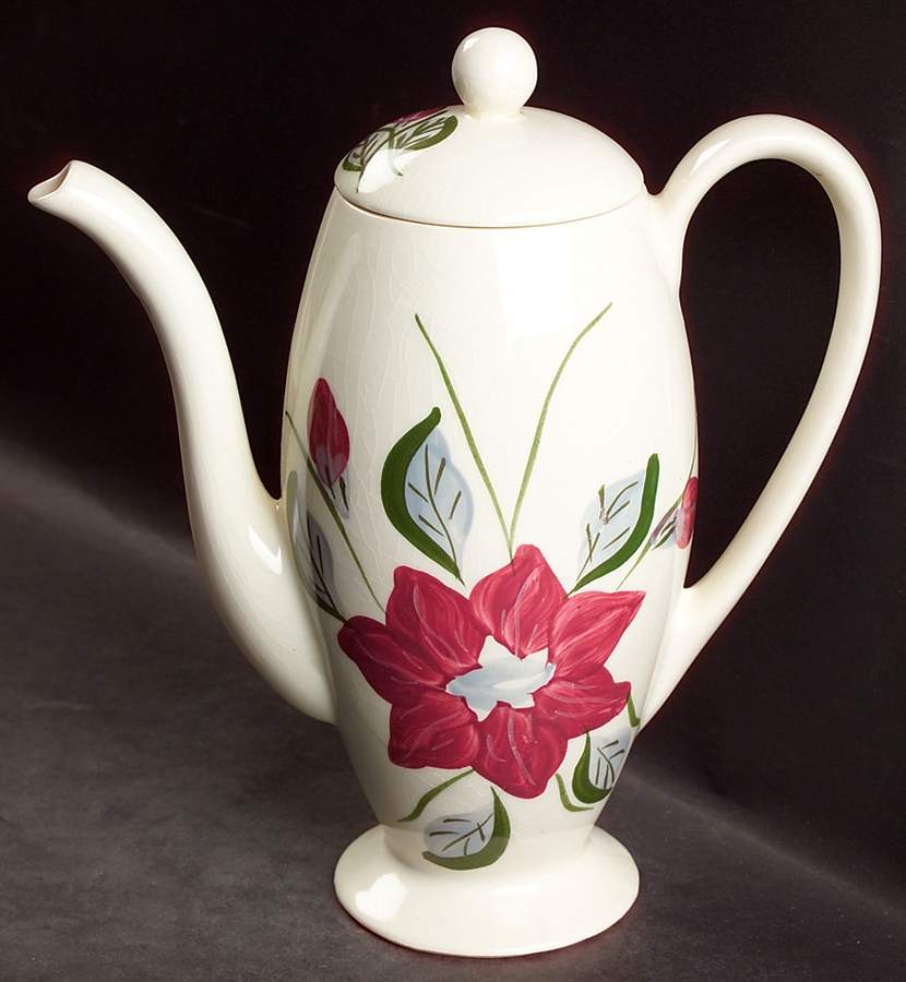 Poinsettia (Colonial) Coffee Pot & Lid by Blue Ridge Southern Pottery-1