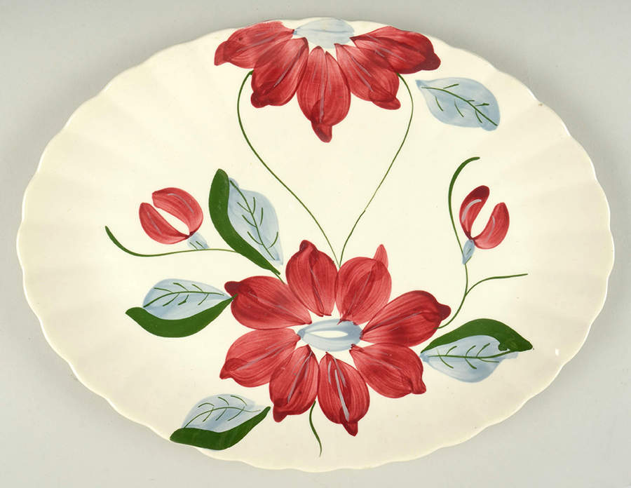 Poinsettia 13" Oval Serving Platter by Blue Ridge Southern Pottery-1