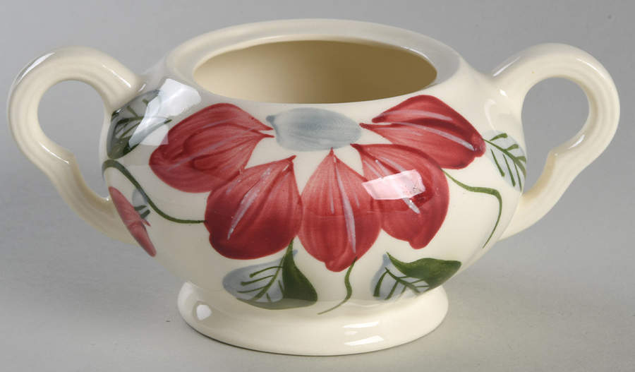 Poinsettia Sugar Bowl No Lid by Blue Ridge Southern Pottery-1