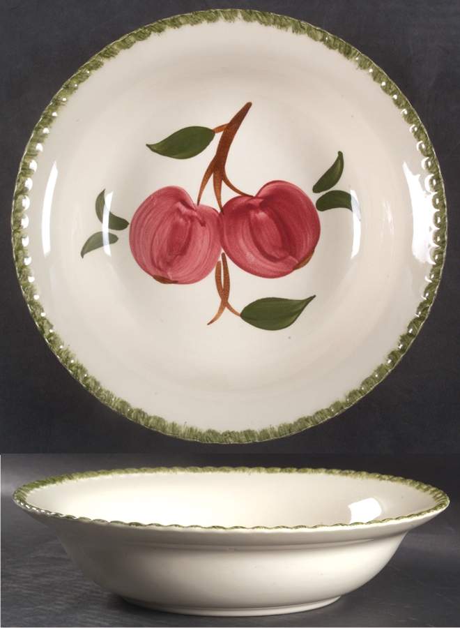 Quaker Apple 9" Round Vegetable Bowl by Blue Ridge Southern Pottery-1