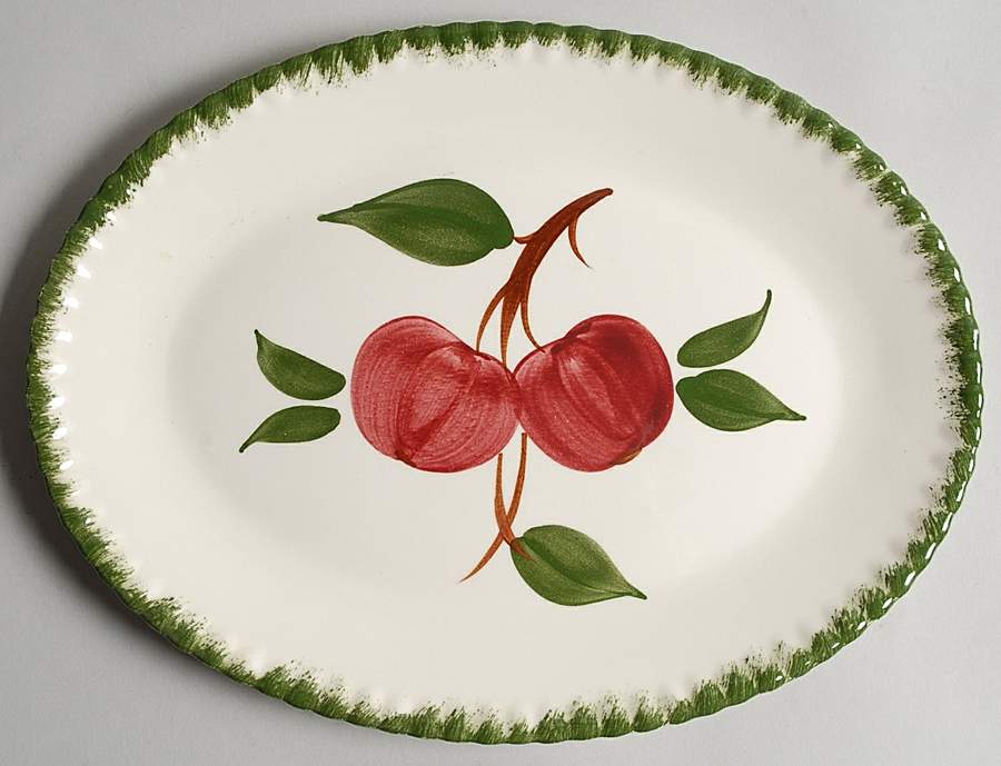 Quaker Apple 11" Oval Serving Platter by Blue Ridge Southern Pottery-1