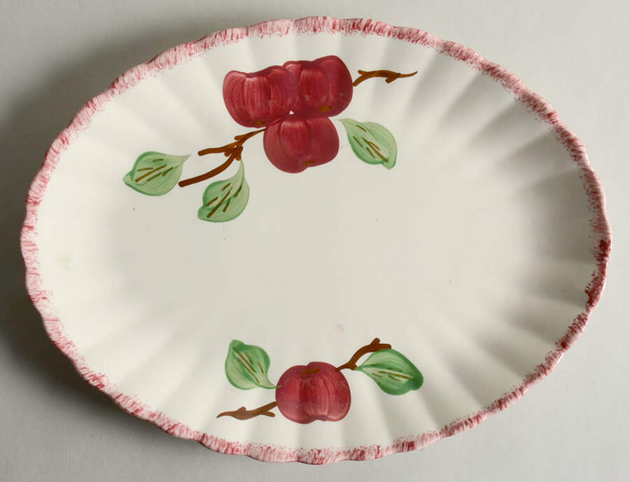 Red Apple 13" Oval Serving Platter by Blue Ridge Southern Pottery-1