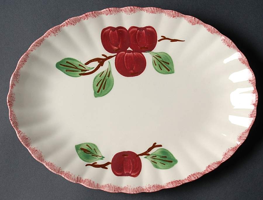 Red Apple 11" Oval Serving Platter by Blue Ridge Southern Pottery-1