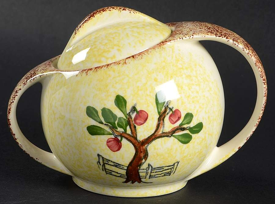 Red Barn Sugar Bowl & Lid by Blue Ridge Southern Pottery-1