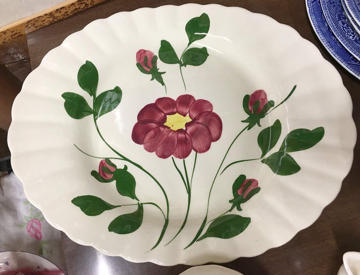 Red Nocturne Variant (Colonial) 14" Oval Serving Platter by Blue Ridge Southern Pottery-1