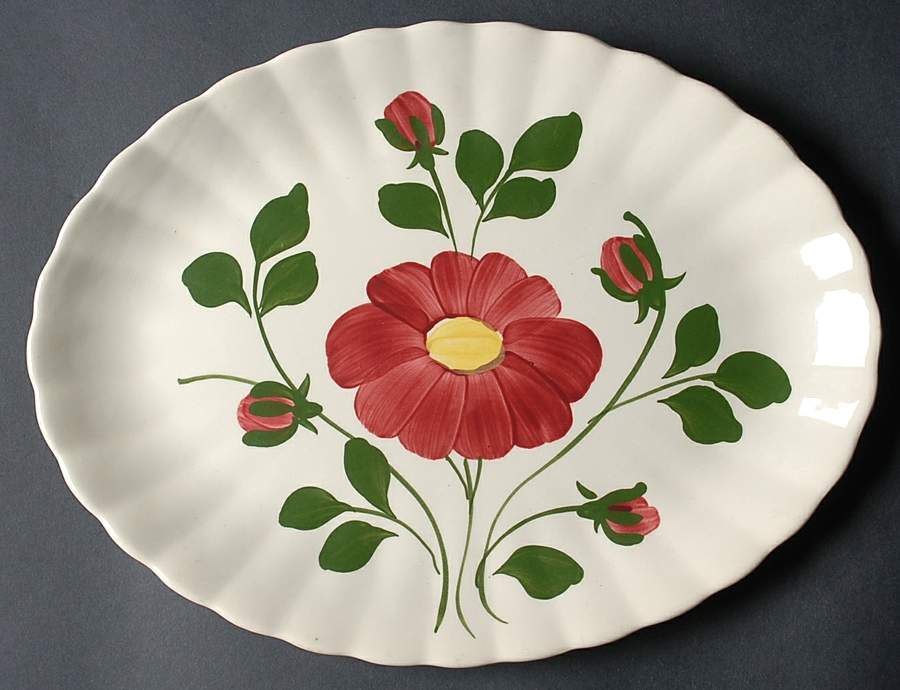 Red Nocturne Variant (Colonial) 13" Oval Serving Platter by Blue Ridge Southern Pottery-1