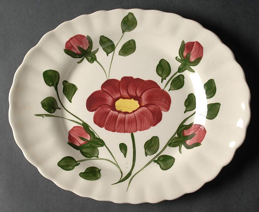Red Nocturne Variant (Colonial) 11" Oval Serving Platter by Blue Ridge Southern Pottery-1