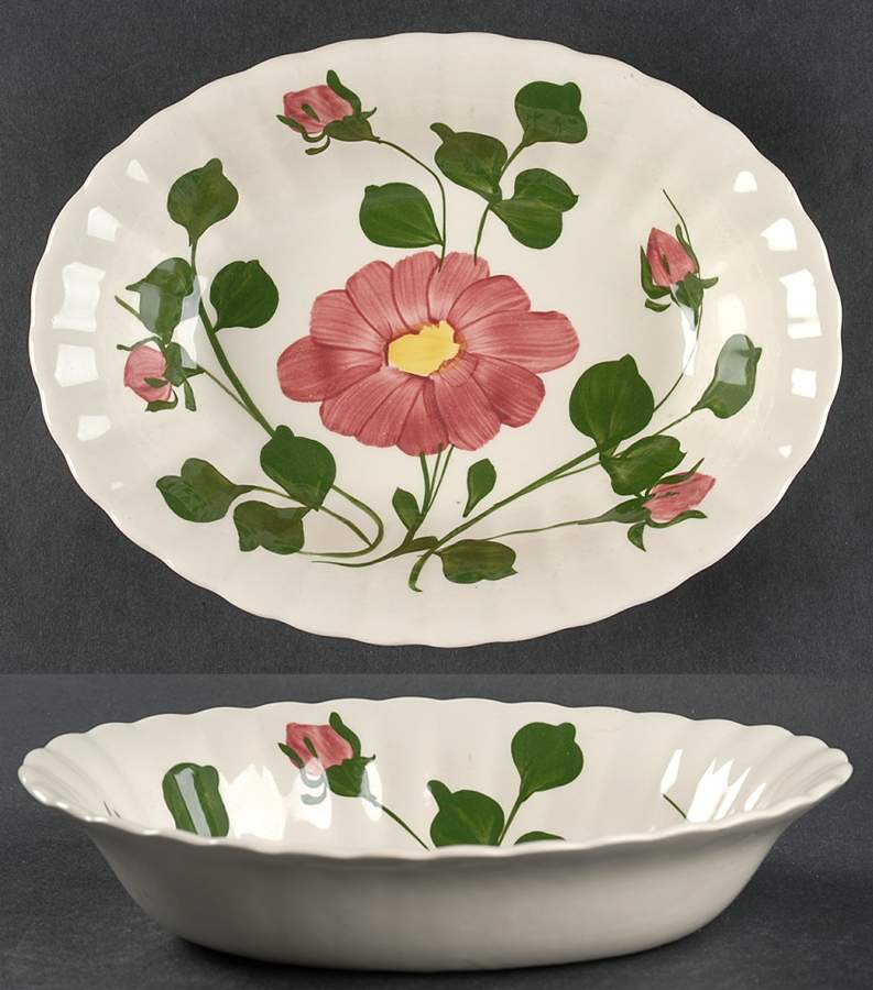 Red Nocturne Variant (Colonial) 9" Oval Vegetable Bowl by Blue Ridge Southern Pottery-1