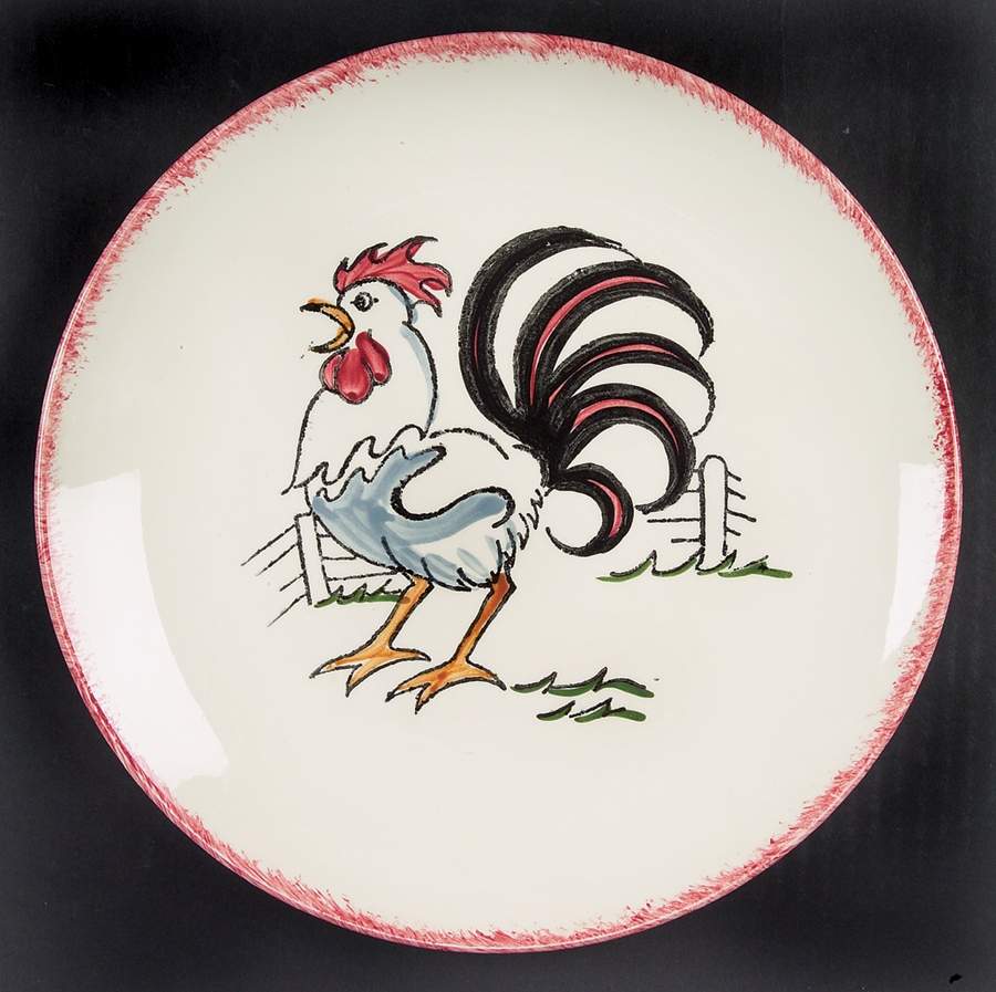 Red Rooster Dinner Plate by Blue Ridge Southern Pottery-1