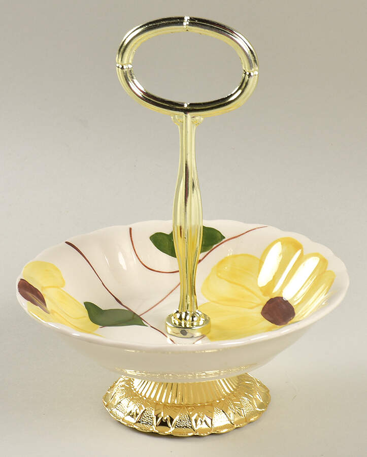 Ridge Daisy 6"-7" Handled Footed Nut Dish HC by Blue Ridge Southern Pottery-1
