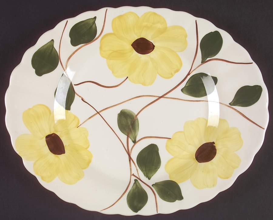 Ridge Daisy 11" Oval Serving Platter by Blue Ridge Southern Pottery-1