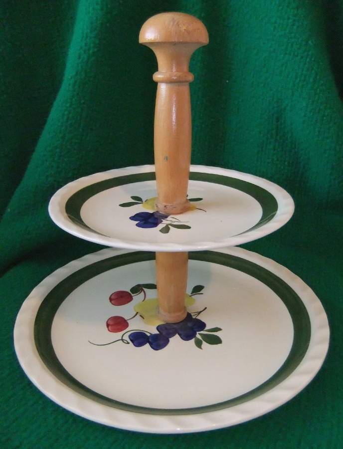 Ridge Harvest 2 Tiered Serving Tray (Dinner & Salad Plate) by Blue Ridge Southern Pottery-1