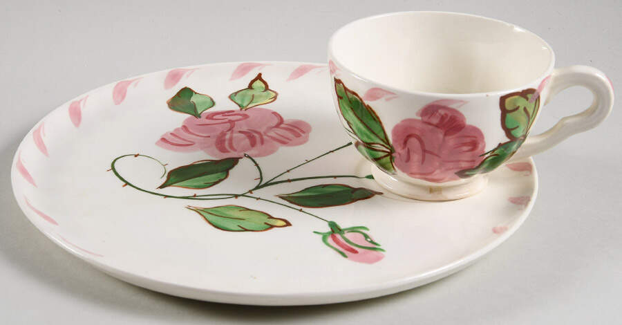 Ridge Rose Snack Plate & Cup Set by Blue Ridge Southern Pottery-1