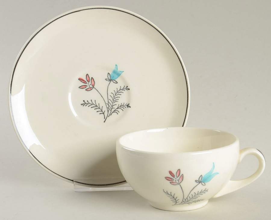 Rock Garden Flat Cup & Saucer Set by Blue Ridge Southern Pottery-1