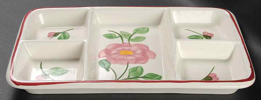 Rock Rose 13" 5 Section Rectangular Baker by Blue Ridge Southern Pottery-1
