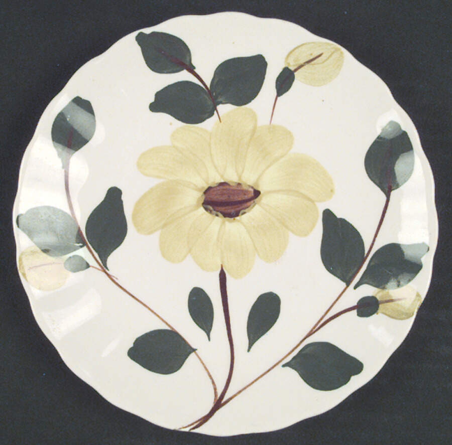 Rock Rose Yellow Dessert/Pie Plate by Blue Ridge Southern Pottery-1