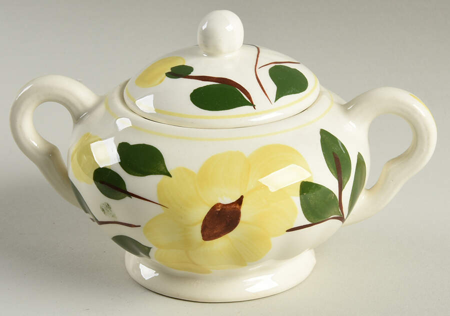 Rock Rose Yellow Sugar Bowl & Lid by Blue Ridge Southern Pottery-1