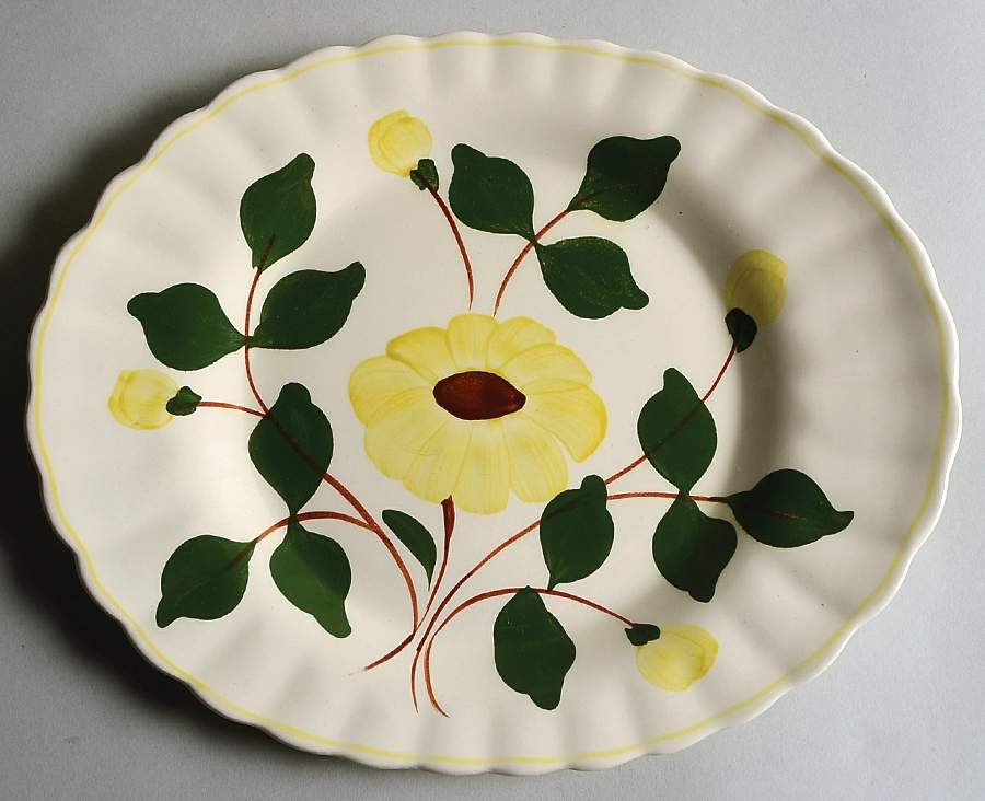 Rock Rose Yellow 11" Oval Serving Platter by Blue Ridge Southern Pottery-1