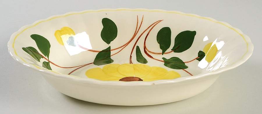 Rock Rose Yellow 9" Oval Vegetable Bowl by Blue Ridge Southern Pottery-1