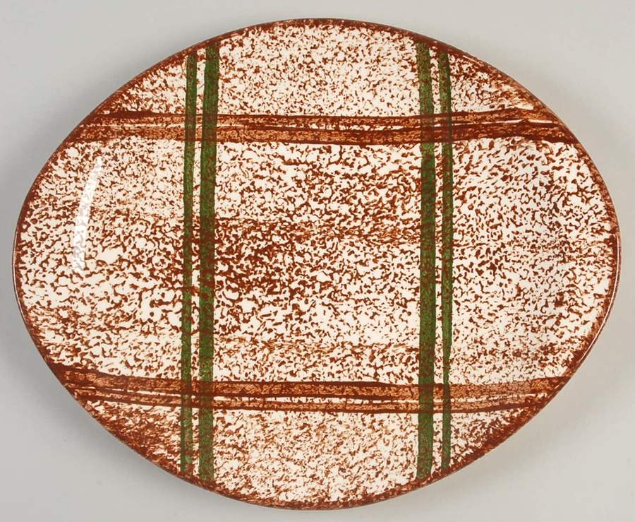 Rustic Plaid 11" Oval Serving Platter by Blue Ridge Southern Pottery-1