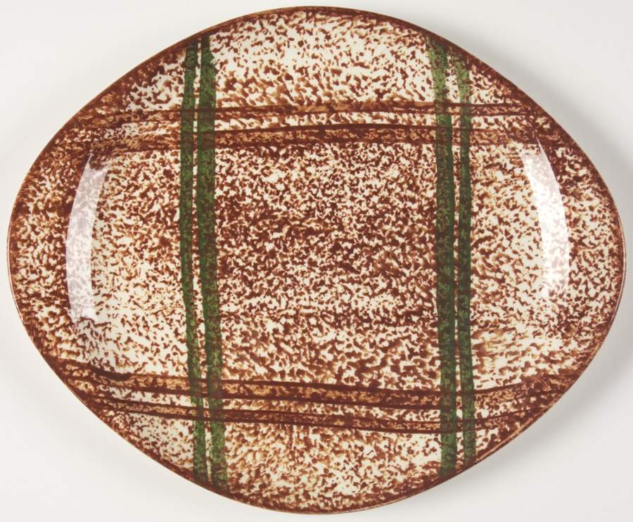 Rustic Plaid Handled Cake Plate by Blue Ridge Southern Pottery-1