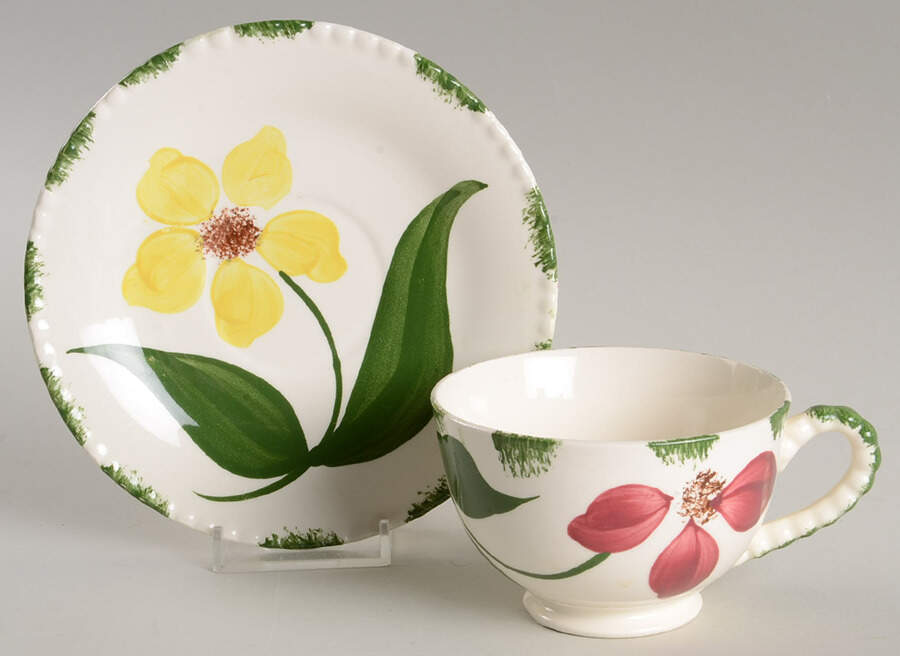 Showgirl Footed Cup & Saucer Set by Blue Ridge Southern Pottery-1