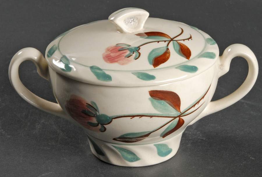 Southern Camellia Sugar Bowl & Lid by Blue Ridge Southern Pottery-1