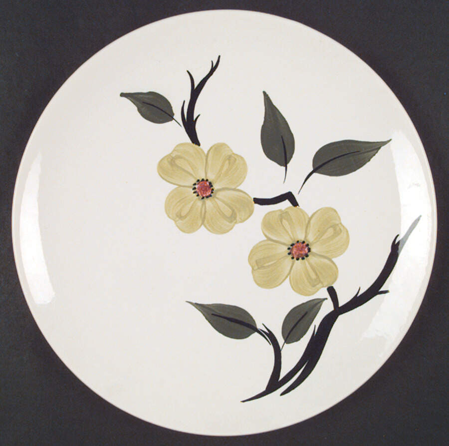 Southern Dogwood (Chartreuse) Dinner Plate by Blue Ridge Southern Pottery-1