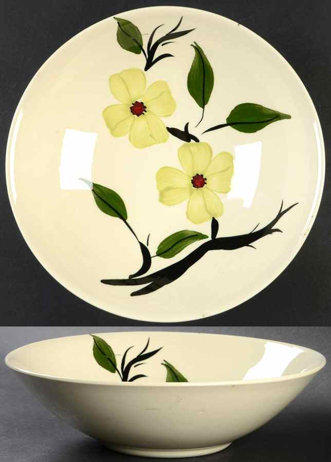 Southern Dogwood (Chartreuse) 9" Round Vegetable Bowl by Blue Ridge Southern Pottery-1
