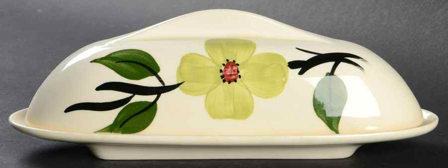 Southern Dogwood (Chartreuse) 1/4 Lb Covered Butter by Blue Ridge Southern Pottery-1