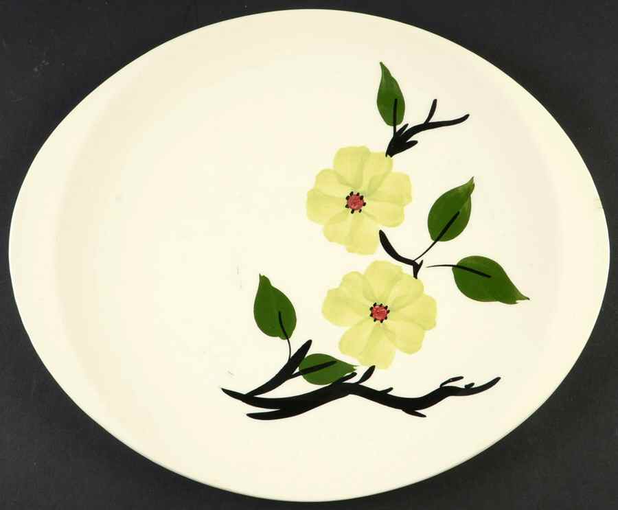 Southern Dogwood (Chartreuse) 13" Oval Serving Platter by Blue Ridge Southern Pottery-1