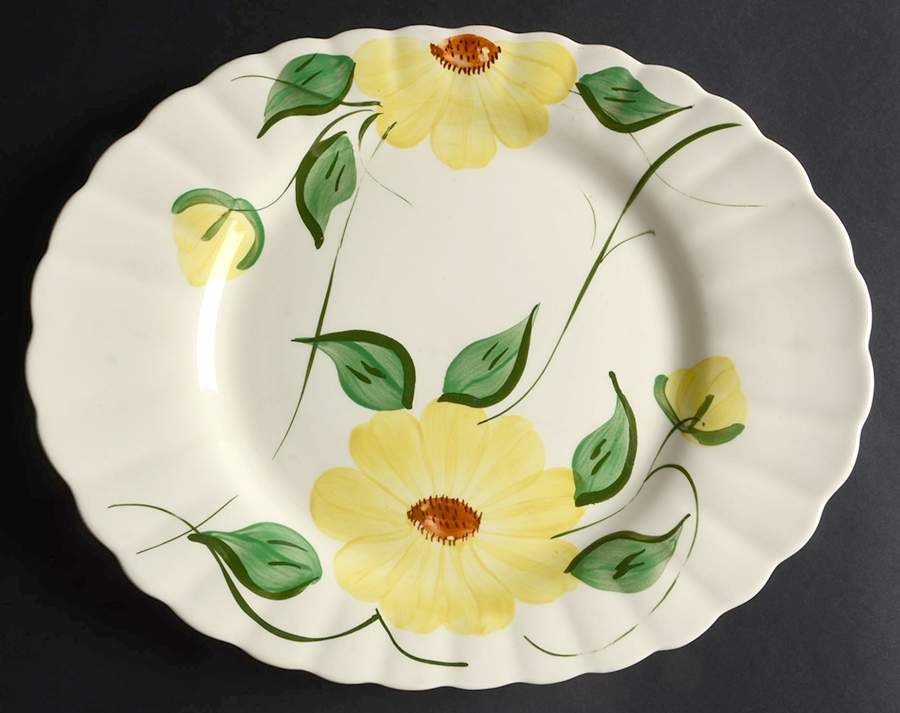 Sunflower 14" Oval Serving Platter by Blue Ridge Southern Pottery-1