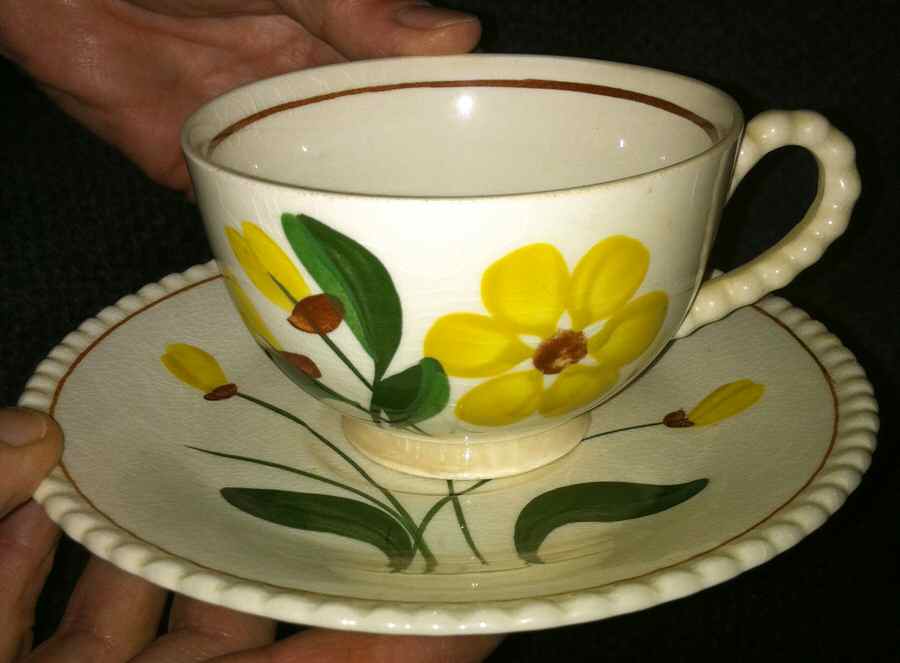 Sunshine Footed Cup & Saucer Set by Blue Ridge Southern Pottery-1