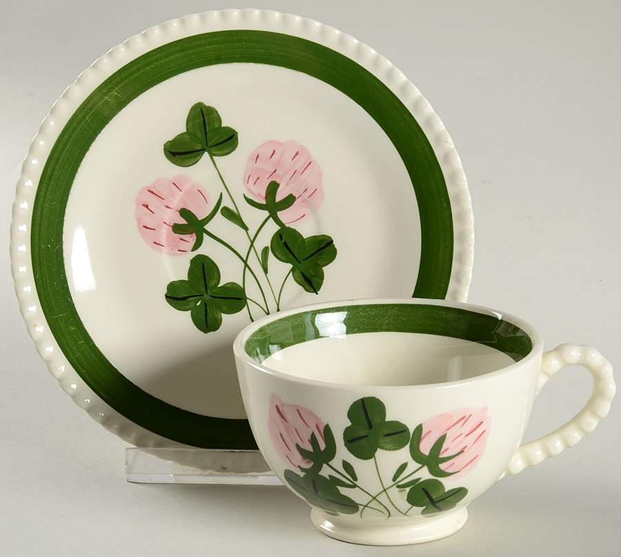 Sweet Clover Footed Cup & Saucer Set by Blue Ridge Southern Pottery-1