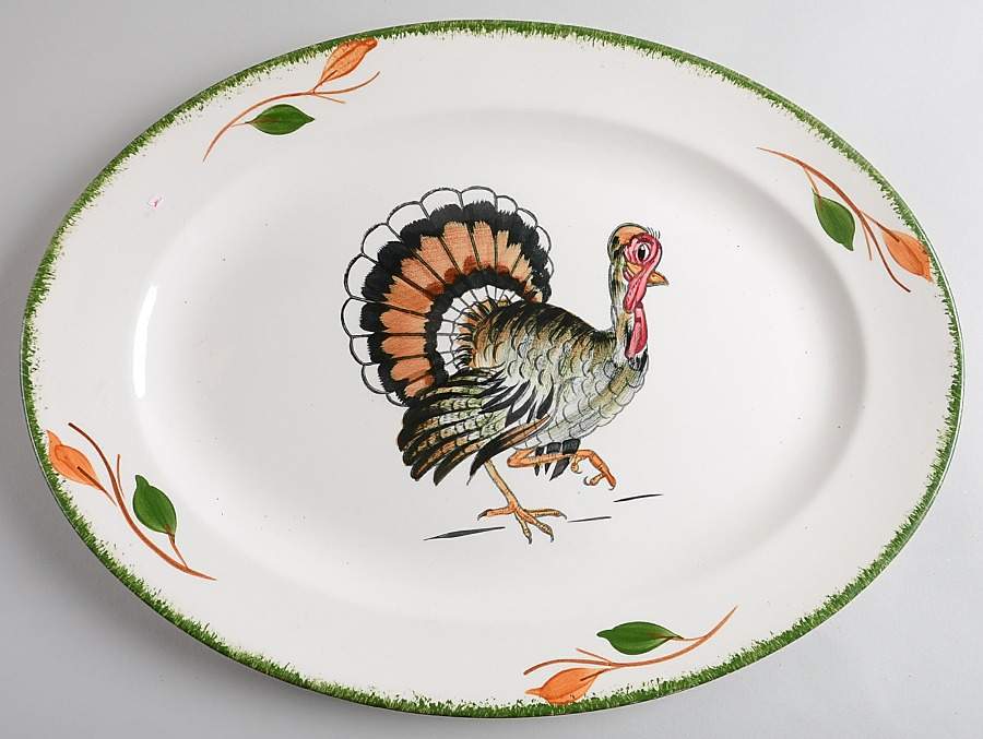 Thanksgiving Turkey 17" Oval Turkey Platter by Blue Ridge Southern Pottery-1