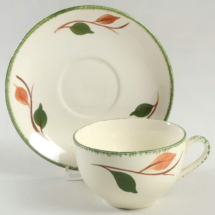 Thanksgiving Turkey Flat Cup & Saucer Set by Blue Ridge Southern Pottery-1