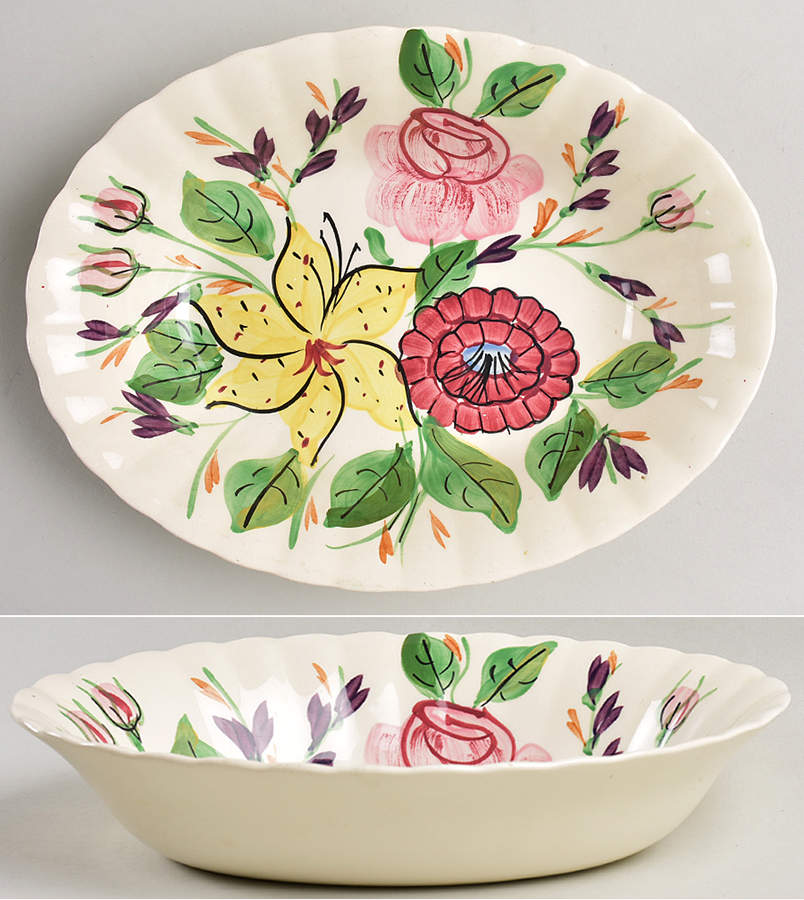 Tiger Lily 9" Oval Vegetable Bowl by Blue Ridge Southern Pottery-1