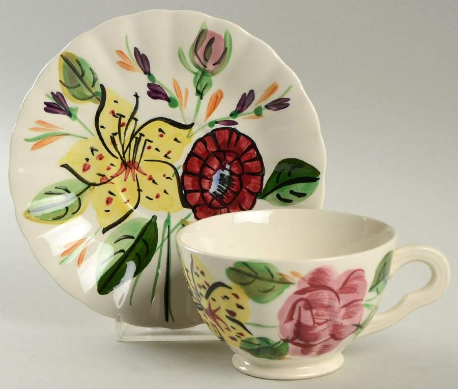 Tiger Lily Footed Cup & Saucer Set by Blue Ridge Southern Pottery-1