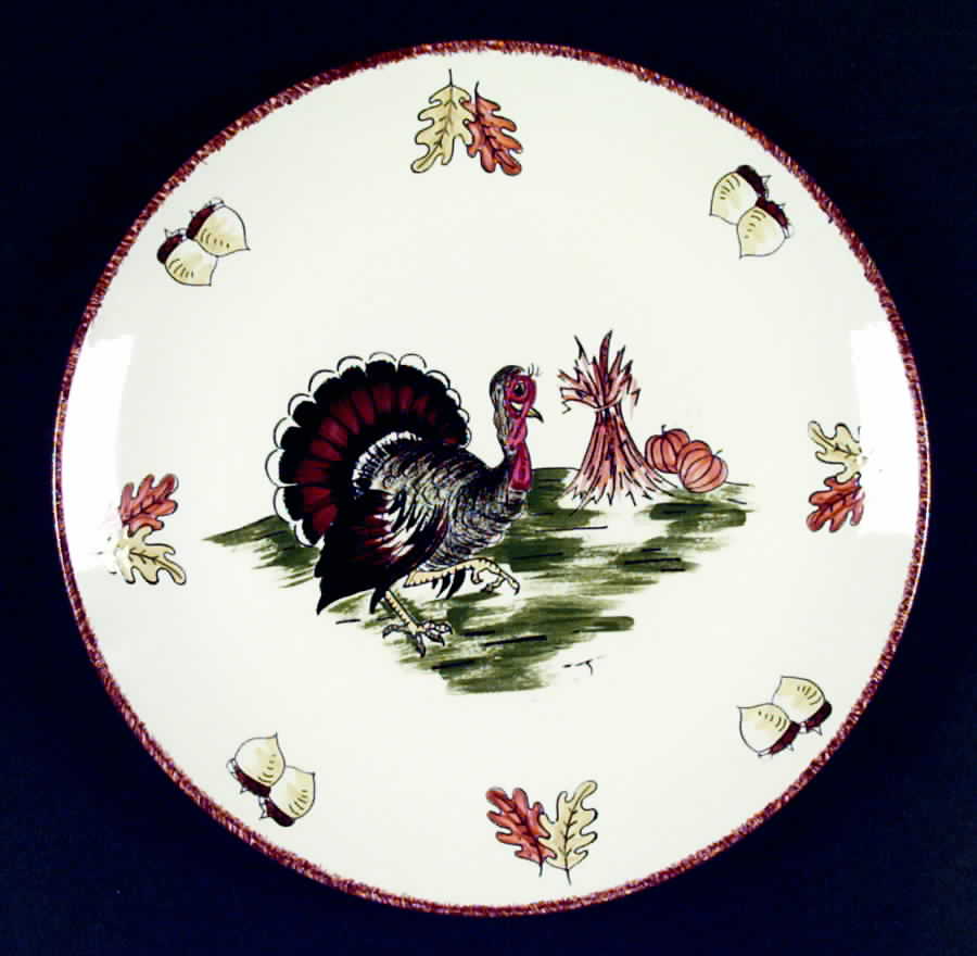 Turkey with Acorns Dinner Plate by Blue Ridge Southern Pottery-1